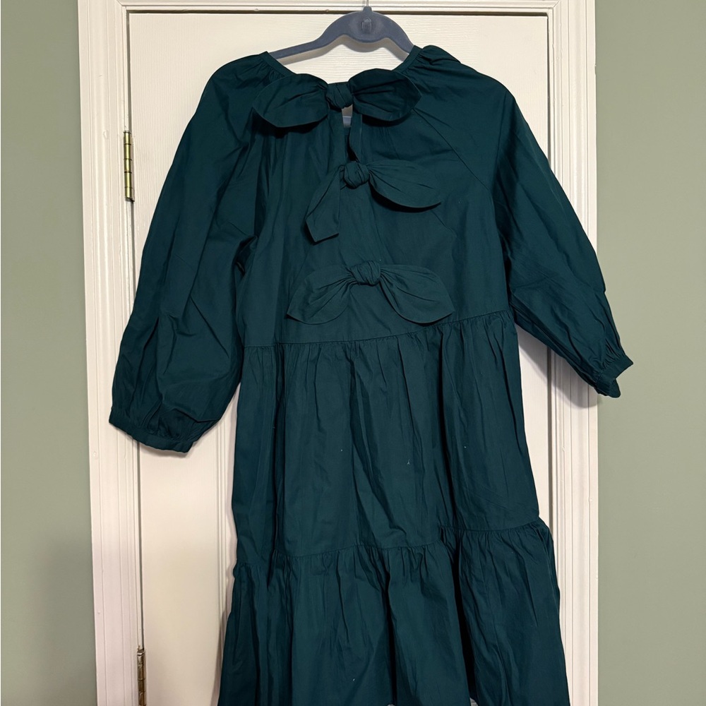Mud Pie Teal Casual Dress with Bow Details